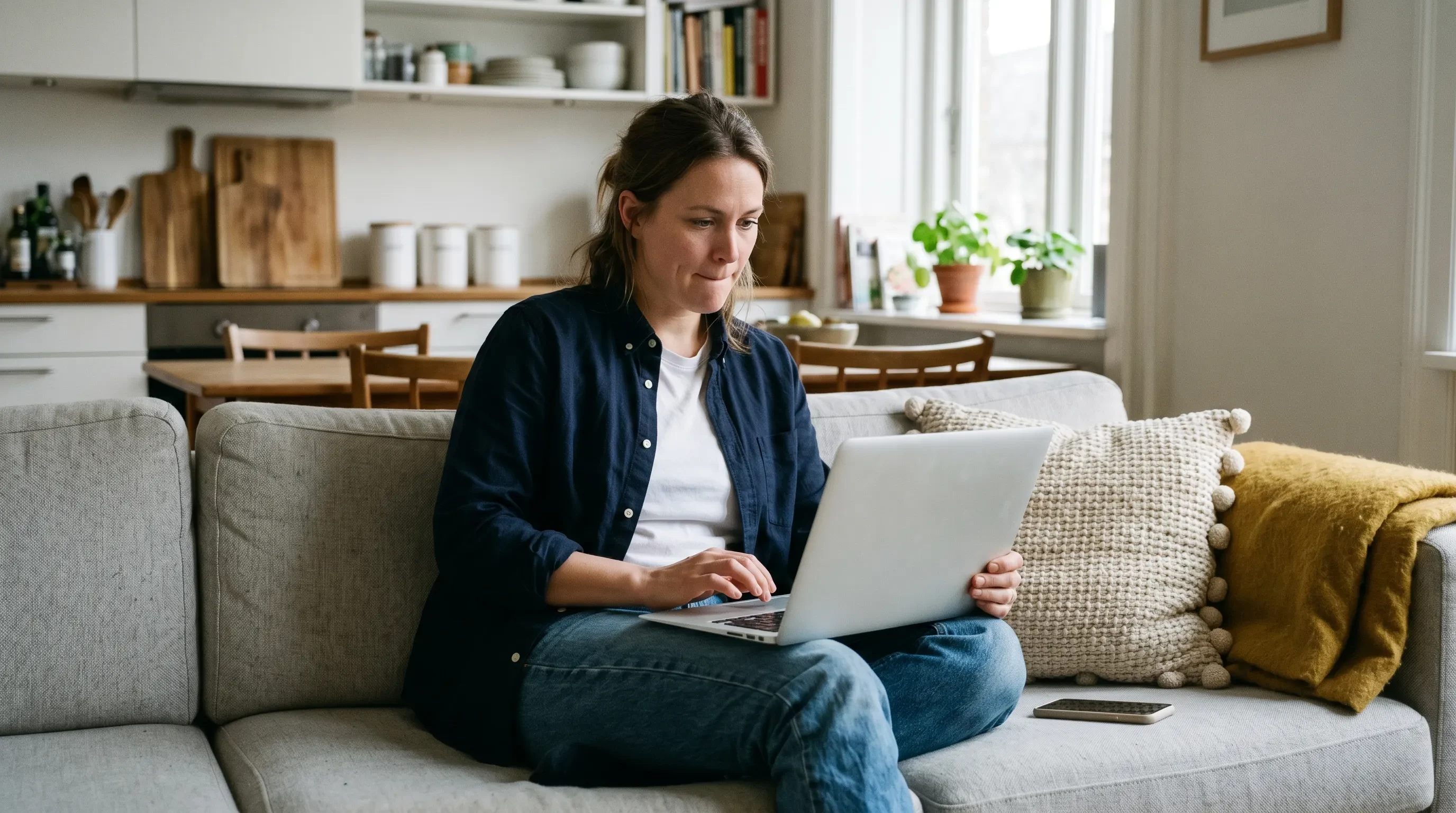 Ejendomsmægler ved sin bærbare computer